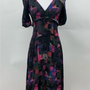 Plenty by Tracy Reese Black and Pink Midi Dress